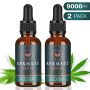 (2-Pack) Hemp Oil for Pain & Anxiety Relief - 9000MG of Organic Hemp Extract - 100% Natural Hemp Drops, Rich in Vitamin & Omega, Helps with Sleep, Skin & Hair, Improve Health