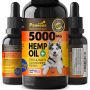 Hemp Oil for Dogs Cats - 5000mg - Joint Pain and Anxiety Relief, Arthritis, Seizures - Vitamins A, E - Omega 3, 6 & 9-100% Organic Calming Drops