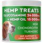 Pawfectchow Hemp + Glucosamine Treats for Dogs - Made in USA Hip & Joint Supplement w/Hemp Oil Chondroitin MSM Turmeric - Natural Pain Relief - All Breeds Sizes - 120 Soft Chews