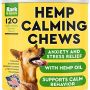 Calming Hemp Treats for Dogs - Made in USA with Hemp Oil - Anxiety Relief - Separation Aid - Stress Relief During Fireworks, Storms, Thunder - Aggressive Behavior, Barking - 120 Soft Chews