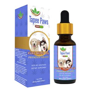 Tapee Paws Hemp Oil for Dogs and Cats 500mg – Pain Relief, Calming, Fights Cancer, Remedies – Arthritis, Stress, Seizures, Muscle Spasms, Epilepsy, Separation Anxiety, Itching & Skin Allergies