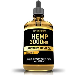 iVitamins Hemp Oil Drops :: 3,000mg 4 fl oz :: Hemp Extract :: May Help with Pain, Anxiety, Inflammation, Joints, Sleep, Mood and More :: Rich in Omega 3,6,9 :: (Orange)