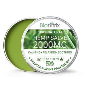 Bionitrix Hemp Oil Salve – 2000MG – Natural Hemp Extract for Muscle, Joint, Back & Knee Pain