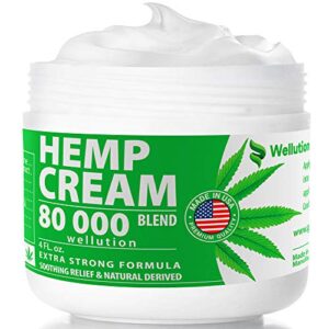 Hemp Cream 80000 mg Blend – All-Natural Seed Oil Extract for Knee, Lower Back, Feet, Wrist and Joint Pain Relief – Extra Strength Massage Lotion with Arnica, Menthol and Organic Oils