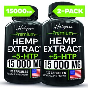 (2 Pack | 240 Pills) Hemp Oil Capsules 15 000MG of Pure Hemp Extract – Pain, Stress & Anxiety Relief – Natural Sleep & Mood Support – Made in The USA – Maximum Value – Rich in Omega 3, 6, 9
