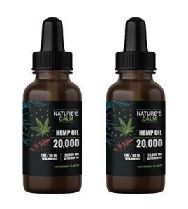 (2-Pack : 20,000mg Each) Hemp Oil Drops for Pain & Stress Relief – 20,000mg of Organic Hemp Extract Supplement – Made in USA
