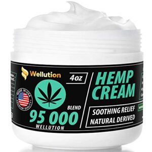 Hemp Cream 95000 mg Blend – All-Natural Seed Oil Extract for Knee, Lower Back, Feet, Wrist and Joint Pain Relief – Extra Strength Massage Lotion with Arnica, Menthol and Organic Oils