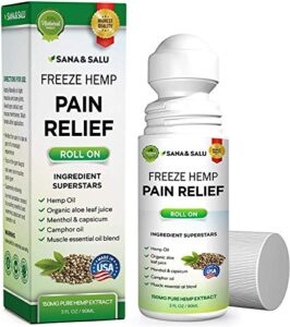 Sana&Salu Pain Relief Freeze Hemp Roll On, Quick & Lasting Pain Relief for Arthritis Joint Muscle Backaches Sprains, Reduce Inflammation Safe, Effective Support for Joint Pain Relief ,3FL OZ (1 pack)