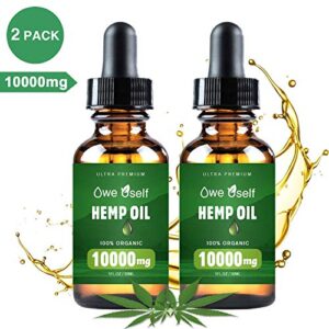 (2-Pack) Hemp Oil – 10000mg Hemp Oil Extract for Pain Relief, Anxiety & Stress Relief, Pure Extract, Vegan Friendly, Helps with Skin & Hair, Relaxation, Better Sleep,Non-GMO – Orange Hemp Flavor