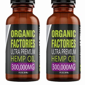 (2 Pack :: 300,000mg Each) Hemp Oil for Pain Relief Anxiety Relief Sleep Support :: Organic – Hemp Extract Supplement