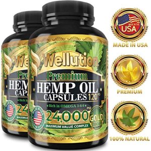 (2 Pack | 240 Pills) Hemp Oil Capsules 24000 MG – Ashawagandha and Melatonin Supplement – Anxiety, Stress, Joint, Lower Knee, Neck Pain Relief – Sleeping and Mood Support Pills – Made in The USA