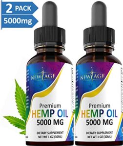 (2-Pack) 5000mg Hemp Oil Extract for Pain, Anxiety & Stress Relief – 5000mg of Pure Hemp Extract – Grown & Made in USA – 100% Natural Hemp Drops – Helps with Sleep, Skin & Hair.