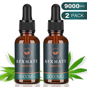 (2-Pack) Hemp Oil for Pain & Anxiety Relief – 9000MG of Organic Hemp Extract – 100% Natural Hemp Drops, Rich in Vitamin & Omega, Helps with Sleep, Skin & Hair, Improve Health
