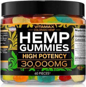 Hemp Gummies for Stress Relief – 30000mg – Clear Gummy – Great for Pain, Insomnia & Anxiety Management – Made in USA – Tasty & Relaxing Gummies – Premium Blend – Mood & Immune Support