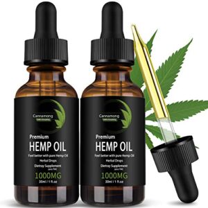 Hemp Oil for Pain Relief Cannamong Hemp Extract 1000mg for Anxiety & Stress Relief – Natural USA Organic Hemp Drops Rich in Omega 3&6 Fatty Acids for Skin Heart Health, Vegan Friendly