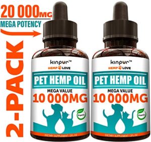 (2 Pack) Hemp Oil for Dogs & Cats – 10 000mg – Premium Hemp Extract – Anxiety Relief for Dogs – Grown & Made in USA – Omega 3, 6 & 9 – Supports Hip & Joint Health – Natural Relief for Pain