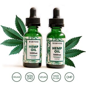 Vervose | Organic Hemp Oil 5000mg (2 Pack) | Anxiety Relief, Sleep Aid, Inflammation and Weight Loss | All Natural | Vegan | Made in The USA (5000mg)