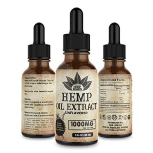 Organic Hemp Remedy- 100% Organic Hemp Oil Extract 1,000mg/Serving CBD THC FREE – Helps Anxiety, Sleep & Pain Relief – Natural Omega Fatty Acids Improves Mood, Brain & Heart Health, Skin, Hair & Nails