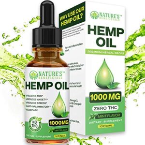 Organic Hemp Oil 1000MG – Ultra-Premium Pain Relief Anti-Inflammatory, Stress & Anxiety Relief, Joint Support, Sleep Aid, Omega Fatty Acids 3 6 9, Non-GMO Ultra-Pure CO2 Extracted Extract Drops