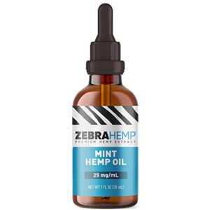 ZEBRA HEMP Mint Oil – USA Made – Pure Organic Oil Drops in Tincture for Discomfort & Stress Relief, Sleep and Mood Support – 750 mg…