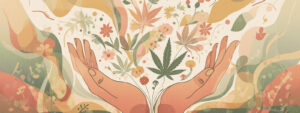is CBD addictive — open hands releasing botanical elements