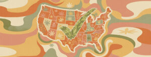 is CBD legal in the US — botanical US map with checkmark