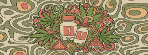 does CBD interact with medications — pill and dropper botanical illustration